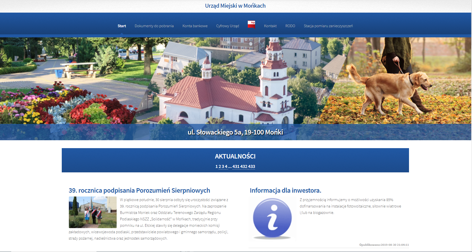 stara strona urzędu gminy mońki